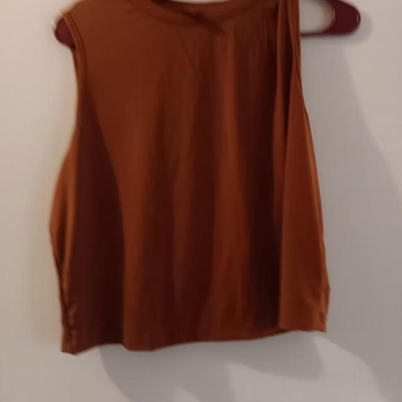 SHEIN Tops - Womens shein curve dark caramel cropped shirt 2x